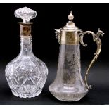 A mid 20th century Thomas Webb & Sons crystal glass decanter, Mappin & Webb, London 1959, 28cm high,