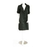 A PPQ of Mayfair dark coloured raincoat, short sleeve, button-up front, size 12