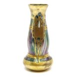 An early 20th century Rindskopf glass vase, with copper overlay and marbled iridescent decoration,