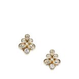 A pair of Dior diamante floral cluster earrings, featuring a diamante-studded gold-toned body, and