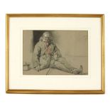 English School, 19th centurySTUDY OF SEATED MANPencils, chalks and washes24 x 34cmProvenance: The