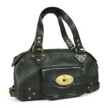 A Mulberry black pebble leather handbag, with brass postman lock with buckle detailing to the sides,