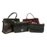 A vintage Gucci hobo handbag, a vintage brown crocodile handbag, an Italian vintage Birkin-style