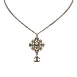 A Chanel rhinestone necklace, featuring a curb link necklace, with a diamante cluster pendant with a