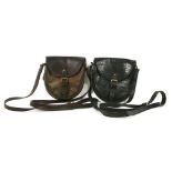 Two Mulberry crossbody handbags, including brown and black leather with buckle detail