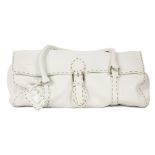 A Fendi 'Selleria Lavorazione a Mano' white calfskin leather tote handbag, beige stitching to the