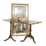 A Regency oak tripod table, the rectangular top on a turned column, top, 66 x 46.5 x 69cm high,