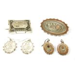 A collection of Victorian silver jewellery, to include two silver brooches including a rectangular