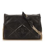 A Chanel leather flap chain shoulder bag, featuring a leather body, multi gold-tone shoulder chains,