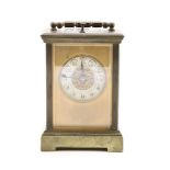 A 19th Century French carriage clock, with two train movement and repeater button, height 12cm