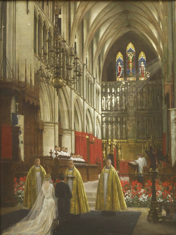 *Leonard Campbell Taylor (1874-1969)A WEDDING IN SOUTHWARK CATHEDRALSigned l.r., oil on canvas83 x