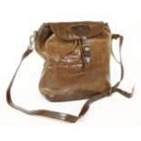 A Mulberry brown leather crocodile embossed rucksack, with tartan lining, with dust bag