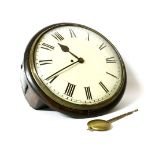 A 19th century mahogany wall clock, with convex dial and fusee movement, with 12in (30cm) dial