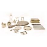 A collection of silver items, to include a cigarette case by John Rose and engraved `Olympic Games