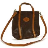 A Mulberry Heritage scotchgrain Bell handbag, in brown and Cognac, dual shoulder straps and handles,