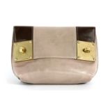 A Mulberry mini clutch handbag, crafted in smooth grey and brown leather, with contrasting stitching