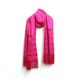 A pink woven silk evening shawl, with macrame knotted fringe, a W Beresford, Rue de Honore, Paris
