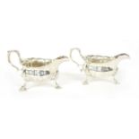 A pair of George III silver sauce boats