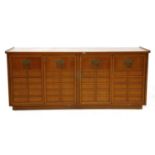 A Chinese style walnut cabinet, 178cm wide, 47cm deep, 76cm high