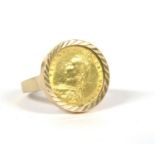 A 9ct gold Victorian half sovereign ring