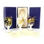 Three Royal Worcester gold Faberge eggs