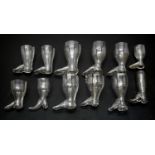A collection of twelve glass boot form stirrup cups,