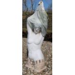 A marble garden statue modelled as a nude female Art Deco style dancers torso