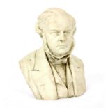 A Parian bust of a Victorian gentleman