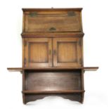 An Edwardian walnut wall hanging cabinet, 91cm wide, 20cm deep, 98cm high