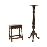 An 18th Century and later oak joint stool,