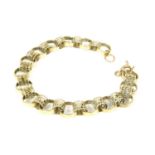 A 9ct gold filigree and plain polished fancy link bracelet