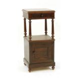 A French rosewood and marble topped pot cupboard