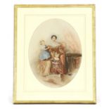 English School c. 1840 MOTHER AND CHILDREN watercolour