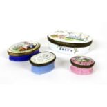 Four enamel boxes