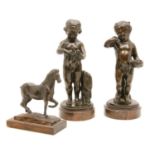 A pair of 19th century bronze figures of children, apparently unsigned