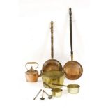 A quantity of copper and brass wares,