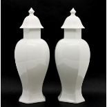 A pair of Limoges porcelain lidded temple jars