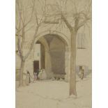 *Averil Mary Burleigh (1888-1949) 'ARCH WITH PEOPLE' Signed l.r.