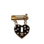 A Chanel CC Heart Lock and Key Brooch