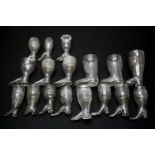 A collection of glass boot form stirrup cups,