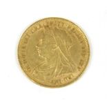 A Victorian half sovereign, dated 1895