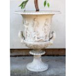 A classical design faux marble twin handled urn