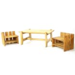 A pair of pine tables