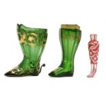 A Bohemian cased glass boot form scent bottle,