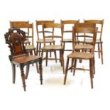A set of eight beech and elm Oxford bar back style chairs