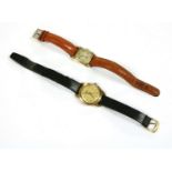 Two gold plated wristwatches