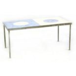 A galvanized and painted coffee table, 100cm wide, 50cm deep, 45cm high