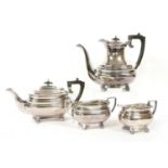 A silver four piece teaset