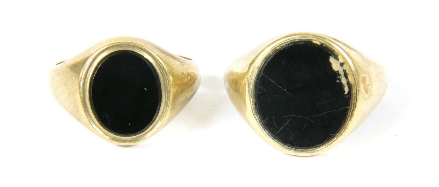 Two onyx signet rings