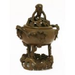 A Chinese bronze incense burner,